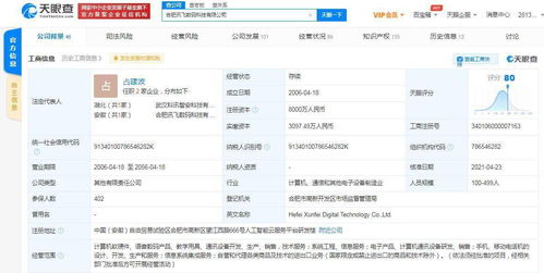 訊飛數碼關聯公司注冊資本大幅提升至8000萬，加速計算機軟件開發業務布局